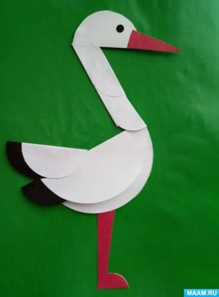 Аппликация Аист в старшей группе