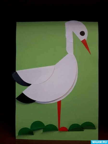 Аппликация Аист из бумаги