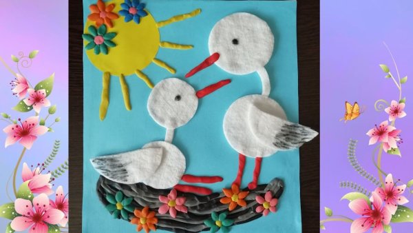 Аист аппликация объемная