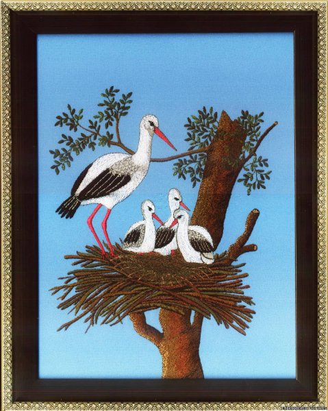 Аппликация Аист в гнезде