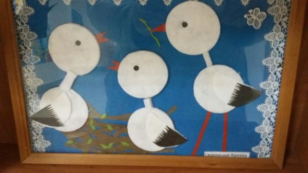 Аппликация из ватных дисков