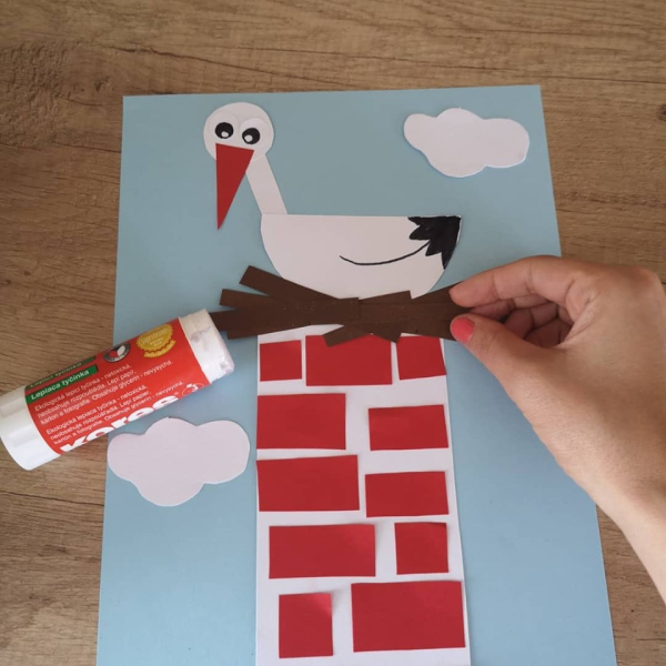 Аппликация Аист из бумаги