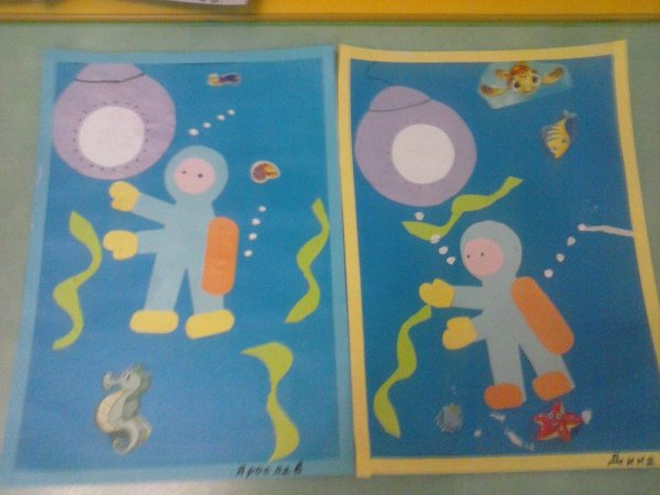 Аппликация аквалангисты в подготовительной группе