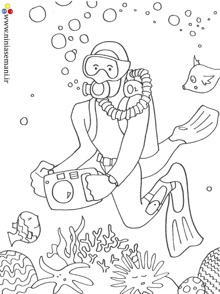 Раскраска акваланг для детей