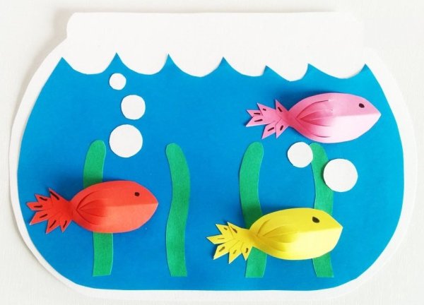 Поделка аквариум с рыбками из бумаги