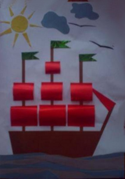 Аппликация корабли на рейде старшая группа