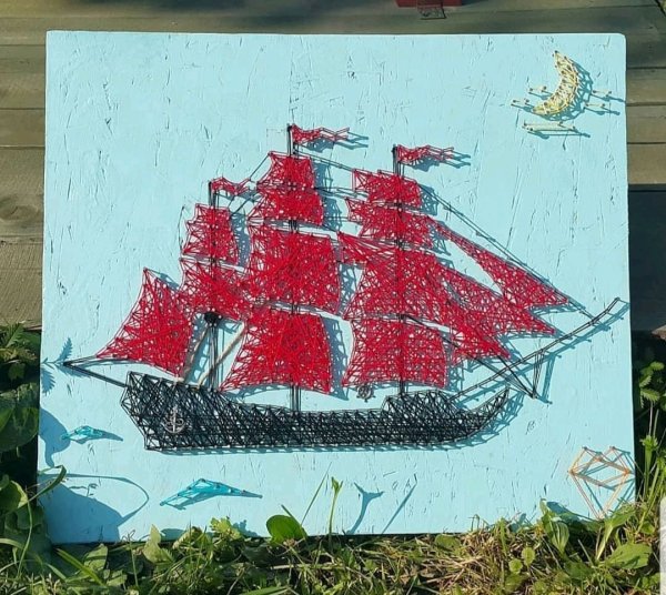 Стринг арт корабль