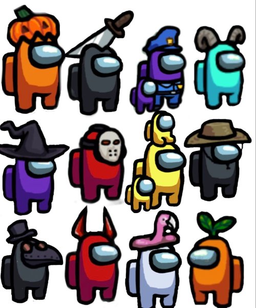 Амонг АС персонажи на белом фоне в хорошем качестве