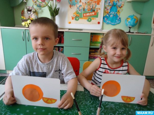 Аппликация апельсины с детьми в старшей группе