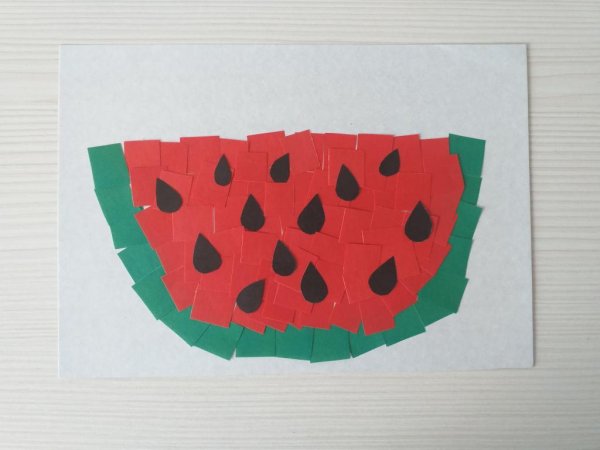 Аппликация арбуза во 2 младшей группе