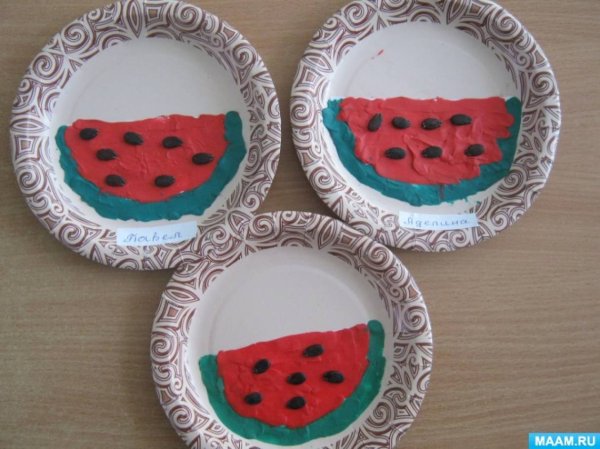 Пластилинография Арбуз в средней группе