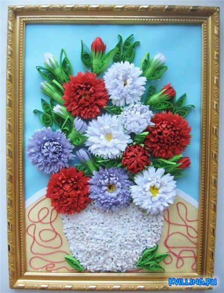Панно из объемных цветов