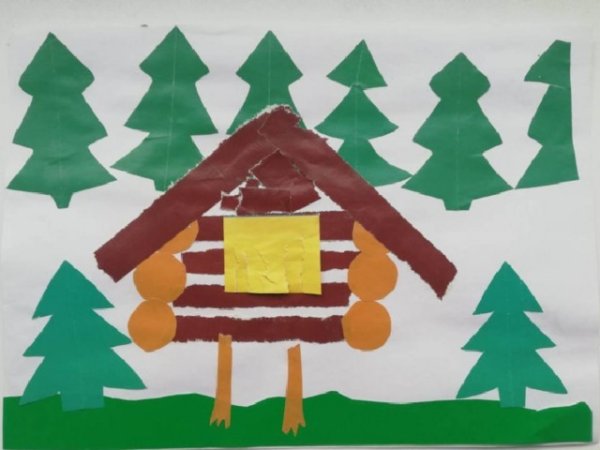 Аппликация избушка на курьих ножках