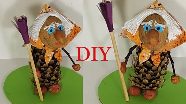 Баба Яга из природного материала