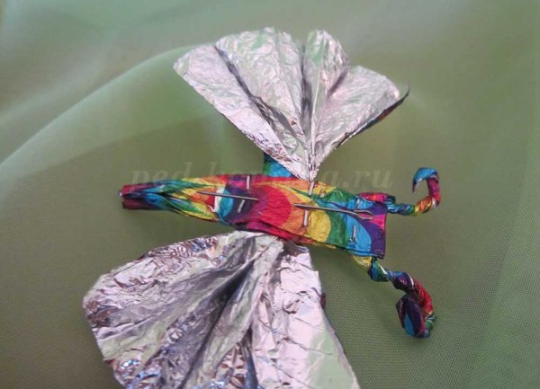 Бабочка из фантиков от конфет