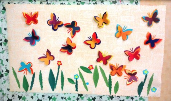 Коллективная аппликация бабочки