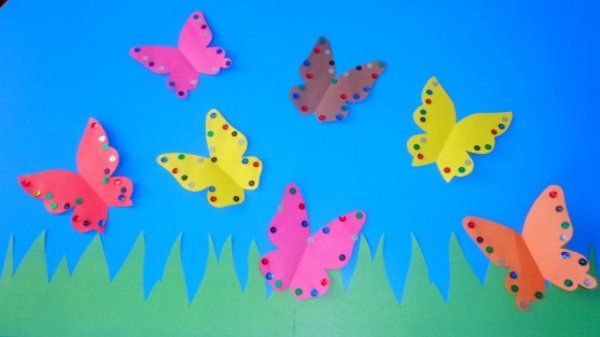 Аппликация бабочки на лугу подготовительная группа