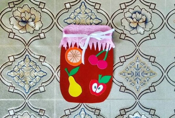 Аппликация баночка с вареньем