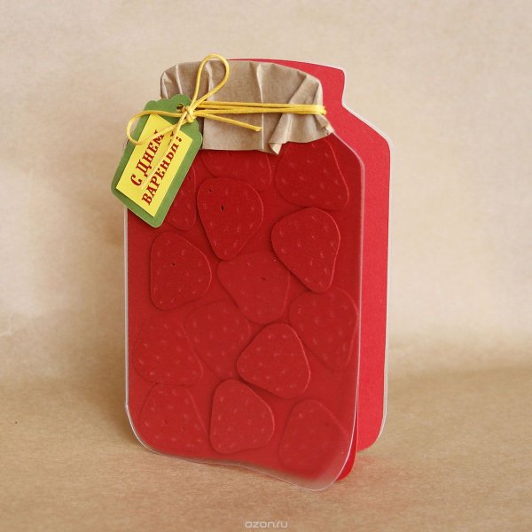 Открытка в виде банки варенья