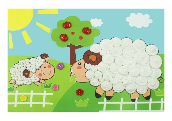 Овечка на лугу аппликация