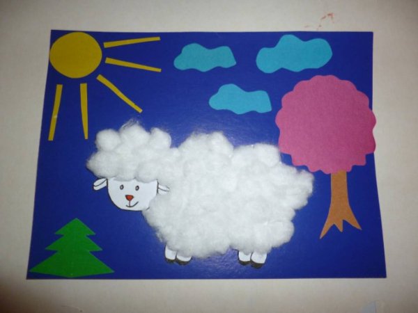 Аппликации с ватой для детей