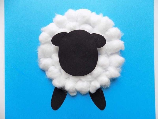 Поделка Овечка из ваты