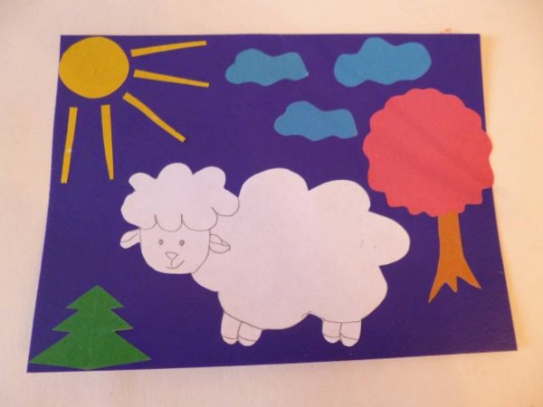 Барашек аппликация для детей