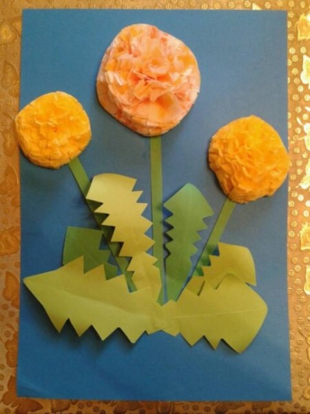 Поделка одуванчик из салфеток