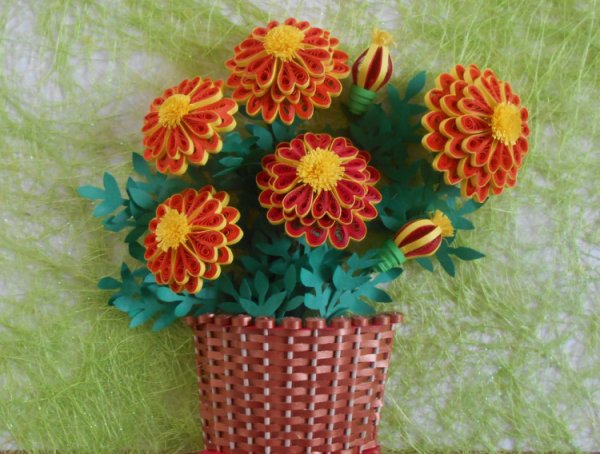 Аппликация бархатцы