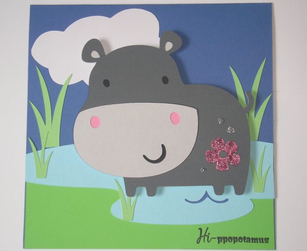 Аппликация Бегемотик из цветной бумаги