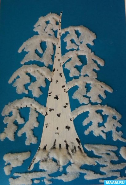 Аппликация деревья в снегу подготовительная группа