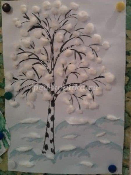 Аппликация деревья зимой