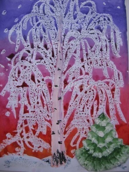 Рисование «деревья в инее» (т. с. Комарова, стр. 91)
