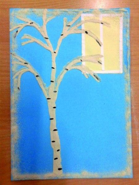 Аппликация с элементами рисования дерево