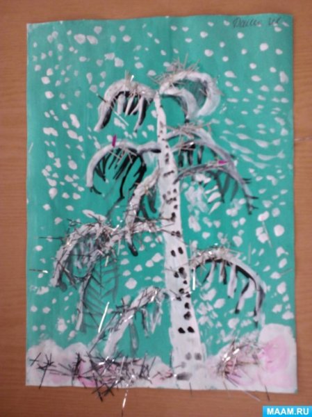 Зимняя береза рисование подготовительная группа