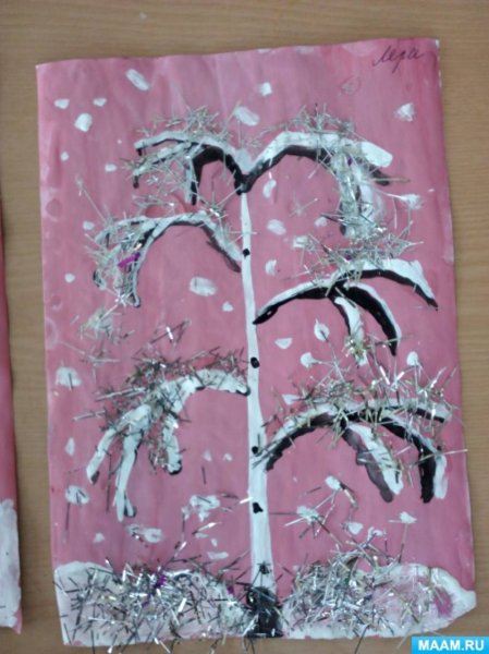 Аппликация зимнее дерево