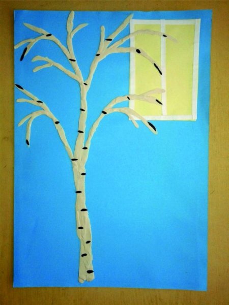 Аппликация белая береза