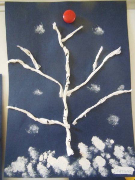 Аппликация зимнее дерево