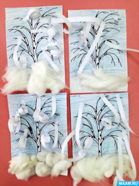 Зимние деревья из бумаги