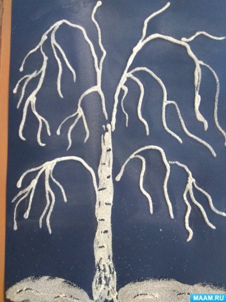 Рисование береза зимой в подготовительной группе