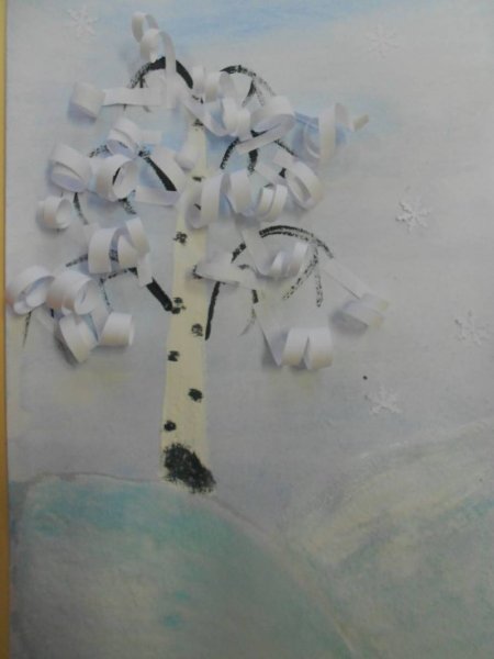 Аппликация зимнее дерево