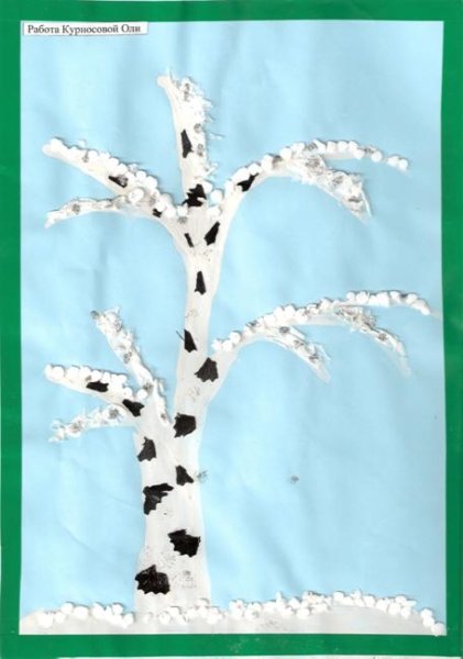 Аппликация береза в подготовительной группе