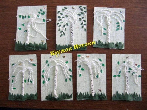 Аппликация белая береза в подготовительной группе