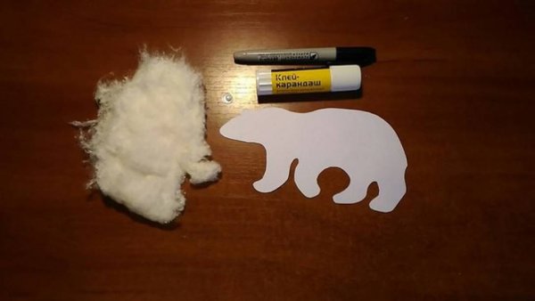 Поделка белый медведь из ваты