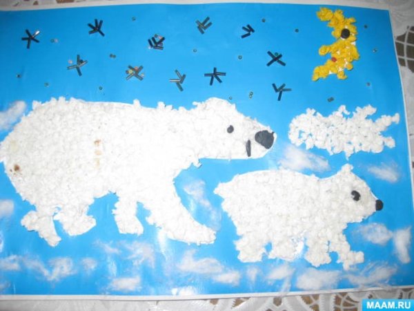 Аппликация белый медведь в подготовительной группе