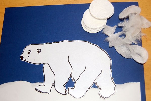 Поделка белый медведь из ваты