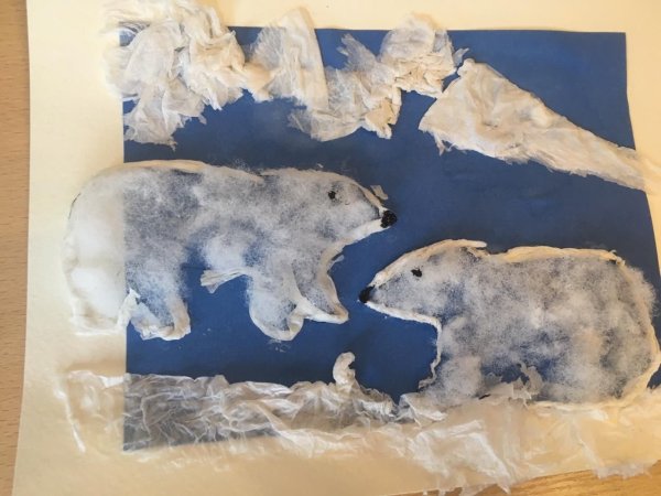 Медведи из ваты на бумаге