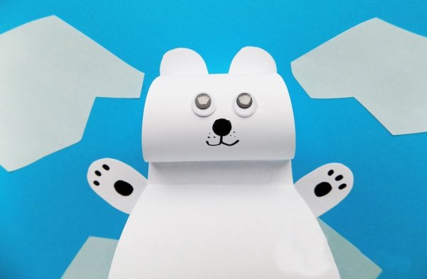 Объёмная аппликация «белый мишка»