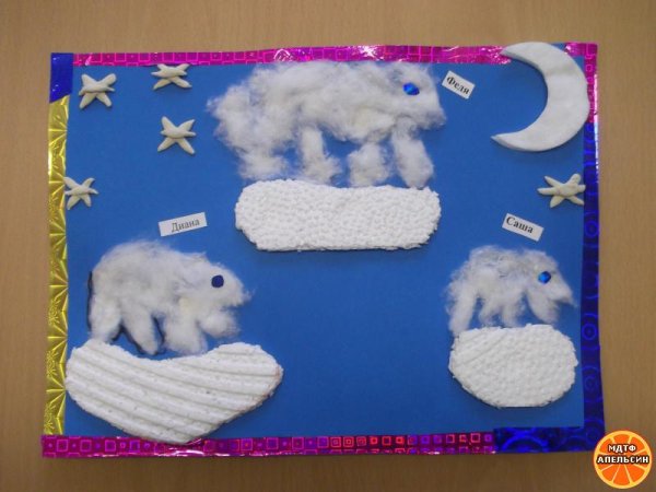 Аппликация белый медведь на льдине