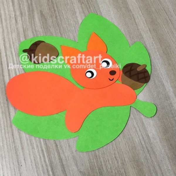 Аппликация из бумаги Белочка